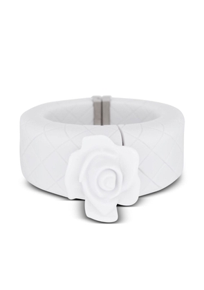 Balmain rose-appliqué engraved bracelet - White