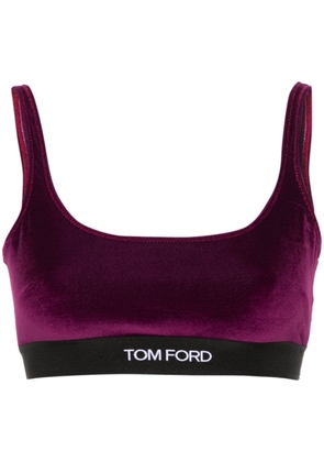 TOM FORD logo-jacquard velvet bralette top - Purple