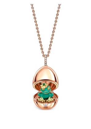 Fabergé 18kt rose gold Fabergé Essence Frog Surprise diamond locket necklace - Green