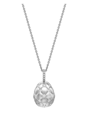 Fabergé 18kt white gold Treillage Egg diamond pendant necklace - Silver