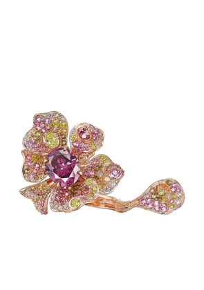 Anabela Chan 18kt rose gold vermeil Tourmaline Peony emerald and diamond ring - Pink