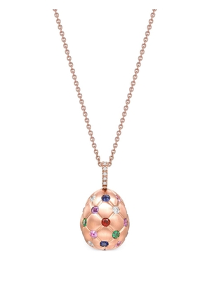 Fabergé 18kt rose gold Treillage Egg multi-stone pendant necklace - Pink