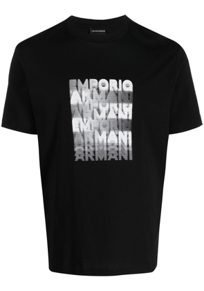 Emporio Armani graphic-print cotton t-shirt - Black