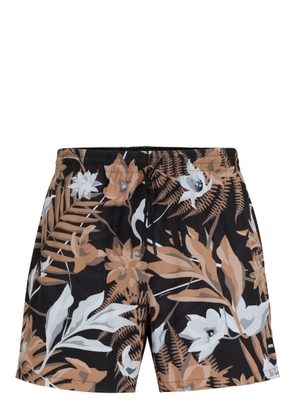 BOSS Tropical-print swim shorts - Black