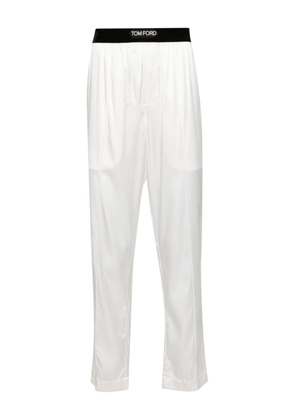 TOM FORD logo-waistband silk pajama trousers - White