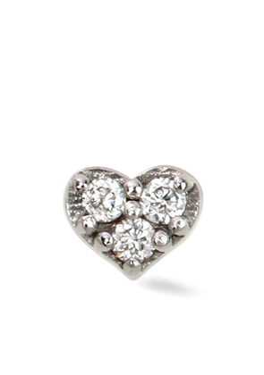 Lark & Berry 14kt white gold mini Heart diamond stud earring - Silver