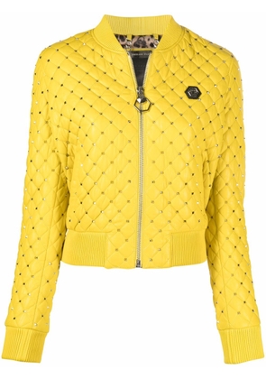 Philipp Plein stud-embellished bomber jacket - Yellow