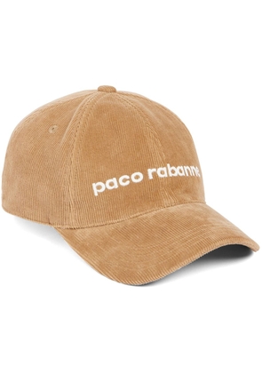 Rabanne logo-embroidered corduroy baseball cap - Neutrals