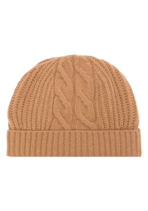 N.Peal cable-knit organic cashmere beanie - Brown