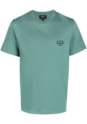 A.P.C. logo-embroidered cotton T-shirt - Green