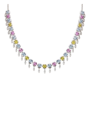 Lark & Berry 14kt white gold Full Blossom sapphire and diamond necklace - Silver