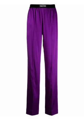 TOM FORD logo-patch straight-leg trousers - Purple