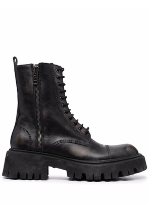 Balenciaga Tractor lace-up leather boots - Black