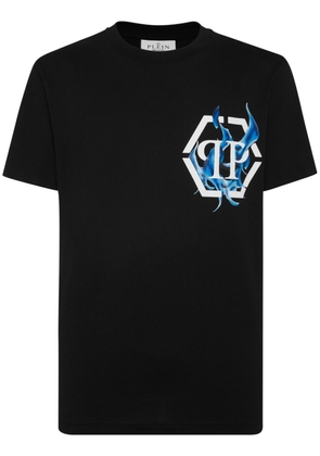 Philipp Plein logo flame-print cotton T-shirt - Black