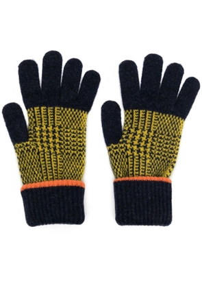 Paul Smith Prince of Wales checkered ribbed-knit gloves - Blue
