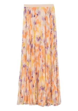 Patrizia Pepe floral-print pleated maxi skirt - Orange