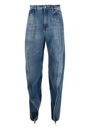 Y/Project logo-patch organic cotton wide-leg jeans - Blue