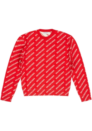 Balenciaga logo-print cotton sweatshirt - Red