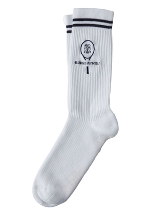 Brunello Cucinelli logo-embroidered socks - White
