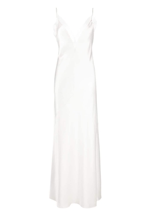 MACH & MACH Lotus Flower silk maxi dress - White