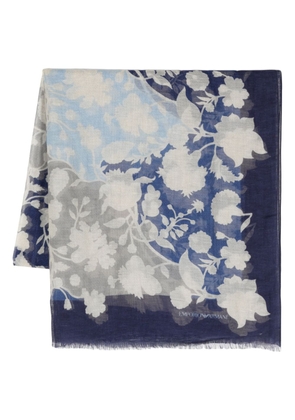 Emporio Armani floral-print scarf - Blue