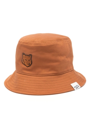 Maison Kitsuné Fox-motif cotton bucket hat - Brown