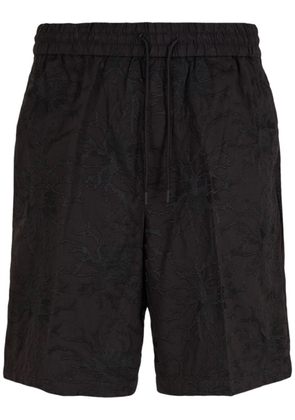 Emporio Armani embroidered cotton track shorts - Black