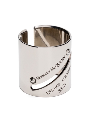 Alexander McQueen Identity Tag engraved ring - Silver