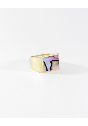 Signet Ring Brass With Abalone Inlay