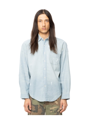 Long Sleeve Boxy Button Up Shirt - Vtg. Blue Chambray