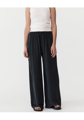 Relaxed Silk Pants - Washed Black