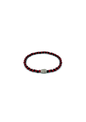 Diamond Pear Beaded Bracelet - Black/Red