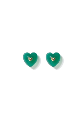 Very Vintage Green Chalcedony Heart Earrings
