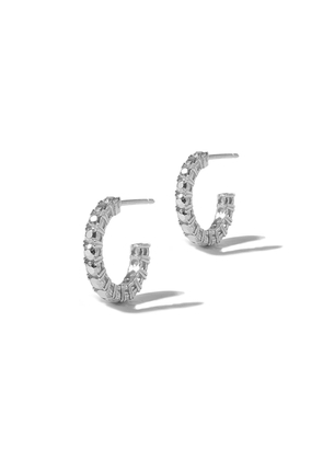 Silver Diamond Tennis Hoop Earrings