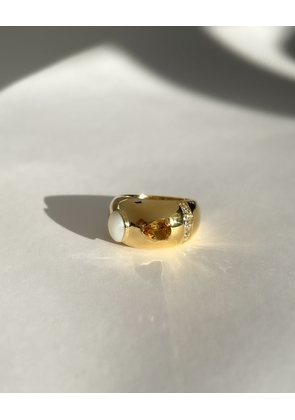 Bubble Bezel Ring Citrine & Mother Of Pearl