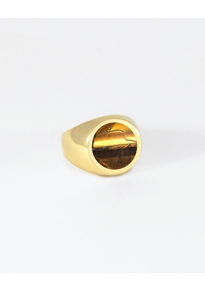 Round Signet Ring With Tiger's Eye Inlay