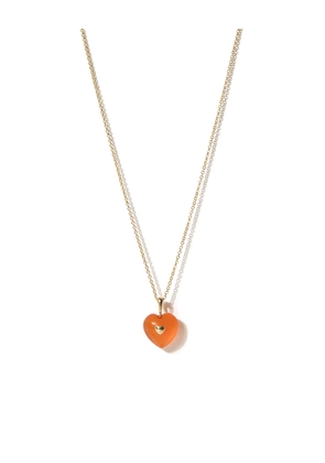Very Vintage Orange Chalcedony Heart Pendant Necklace