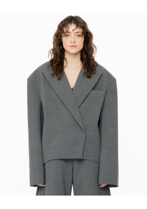 Oversized Curved Suit Jacket In Grey