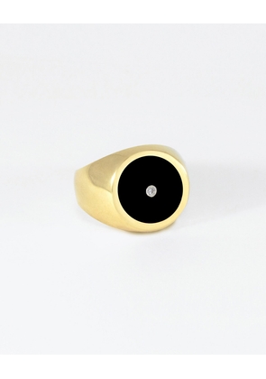 Legier Round Signet Ring Onyx + Diamond Brass