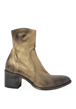 Gold Leather Ankle Boot
