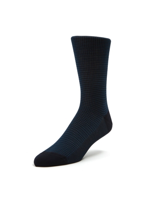 Houndstooth Calf Length Socks - Navy