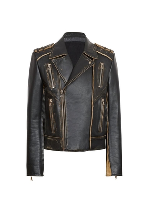 Balmain Distressed Leather Jacket