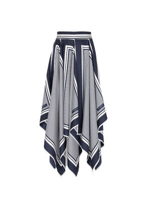 Balmain Silk Monogram Midi Skirt