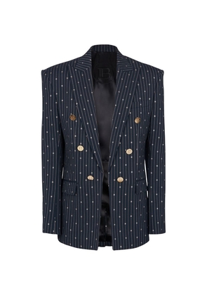 Balmain Pinstripe Button-Trim Jacket