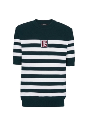 Balmain Striped Logo T-Shirt