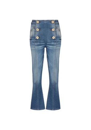 Balmain Gold-Buttoned High-Rise Flared Jeans