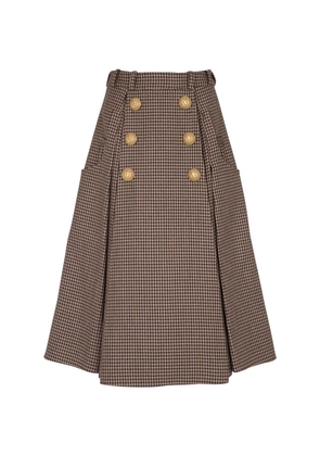 Balmain Wool-Blend Pleated Midi Skirt
