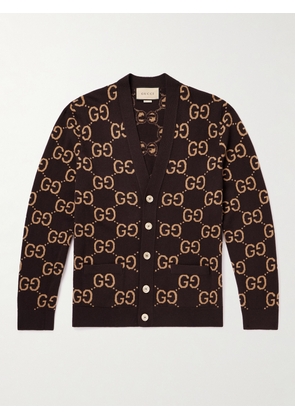 Gucci - Monogrammed Wool-Jacquard Cardigan - Men - Burgundy - S