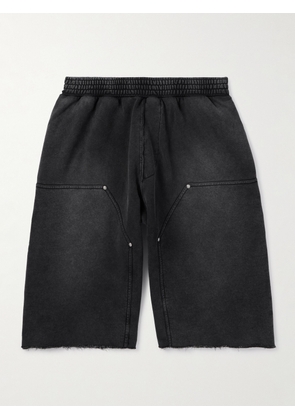 Givenchy - Wide-Leg Frayed Cotton-Jersey Shorts - Men - Black - XS