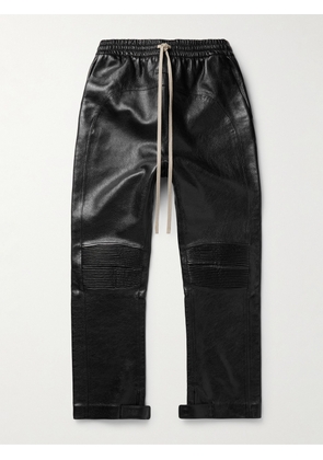 Fear of God - Slim-Fit Straight-Leg Full-Grain Leather Drawstring Trousers - Men - Black - S